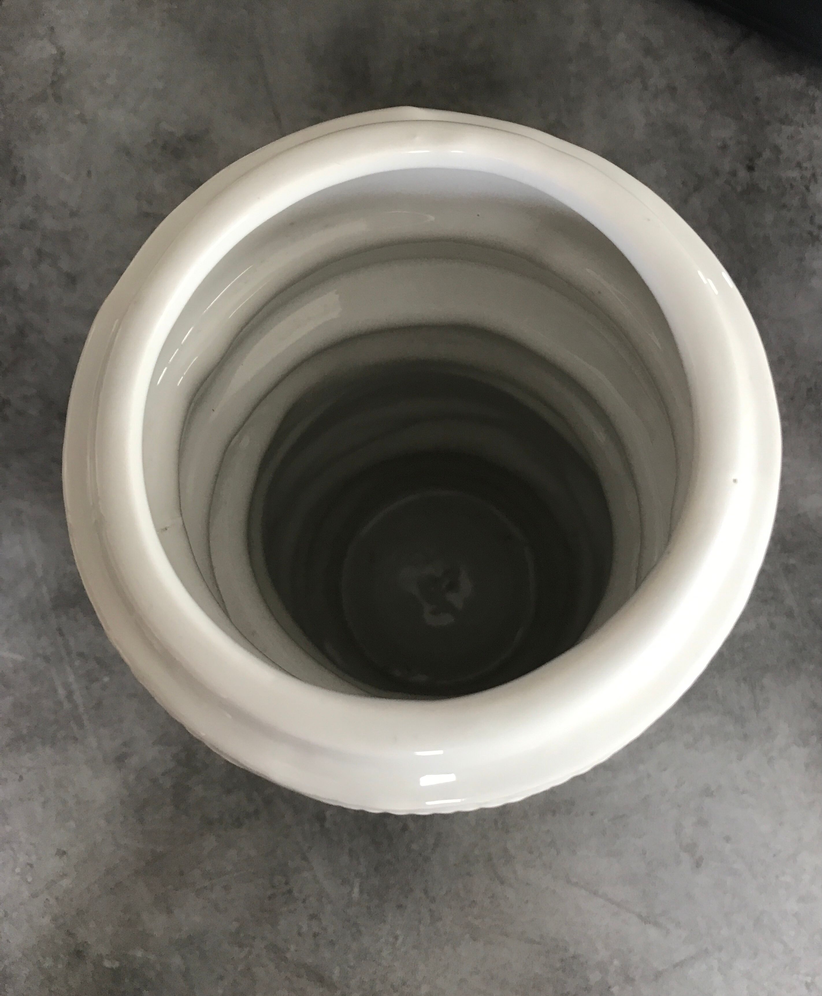 Vase tubular shape MODERNIST in ceramic enamelled White 30.5 cm