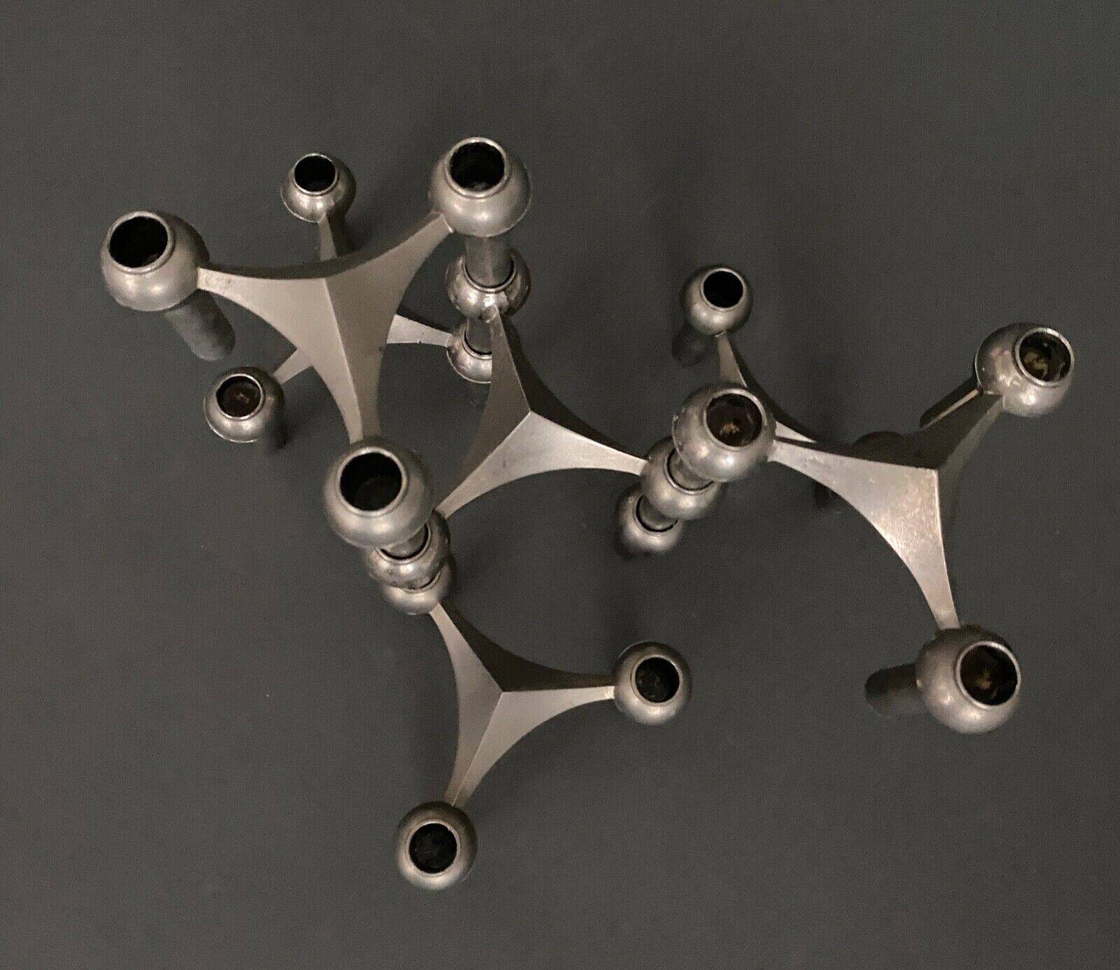 6 stackable metal candle holders by Nagel Konzept Fritz 1970