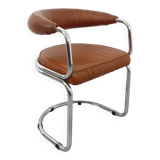 Vintage Italian armchair Giotto Stoppino for Kartell in chrome and skai from the 70s