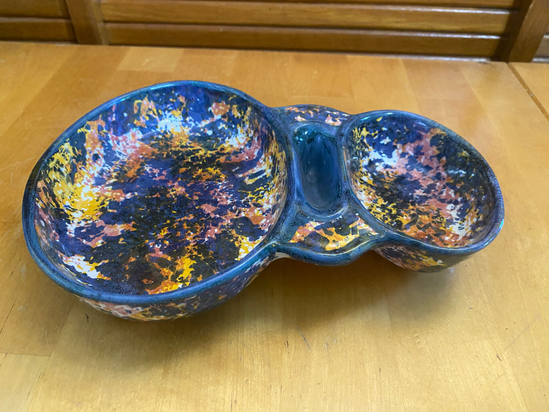 Mendiant Style Apéro Plate MORVAN Polychrome Ceramic Vintage #E131