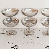 Set of 6 large ice cream cups on foot, in 18/10 stainless steel (ref 6)