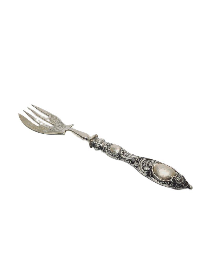 Classicist silver roast fork, France, 1880s