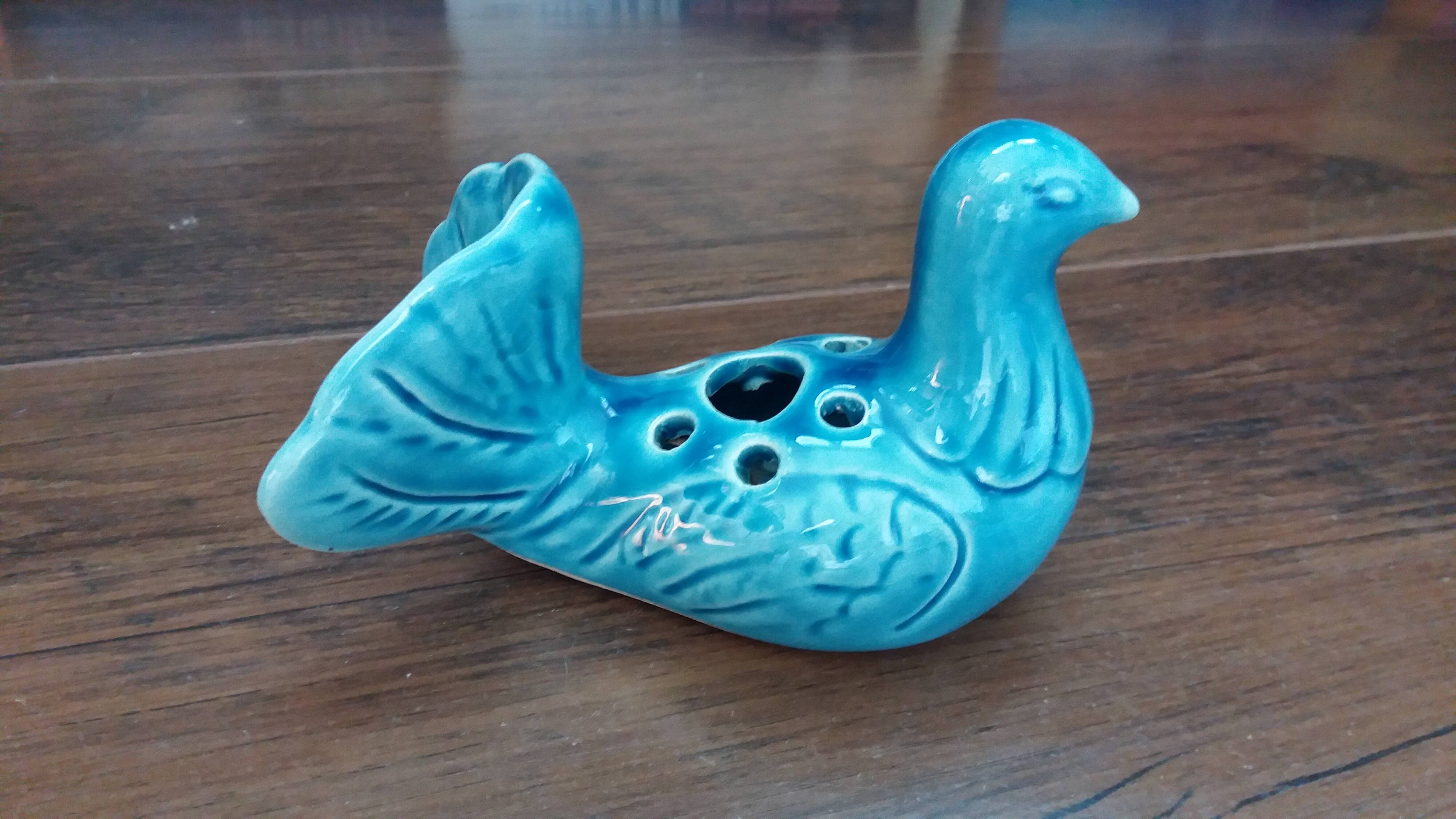 Dove bird vase flower holder in ceramic signed Saint Paul de Vence