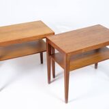 Ensemble de 2 tables d'appoint avec étagère en teck par Severin Hansen pour Haslev Furniture des années 1960