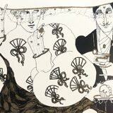 Original silkscreen print in black and gold by melinda patton, james mayor gallery, 1984 marcel proust
