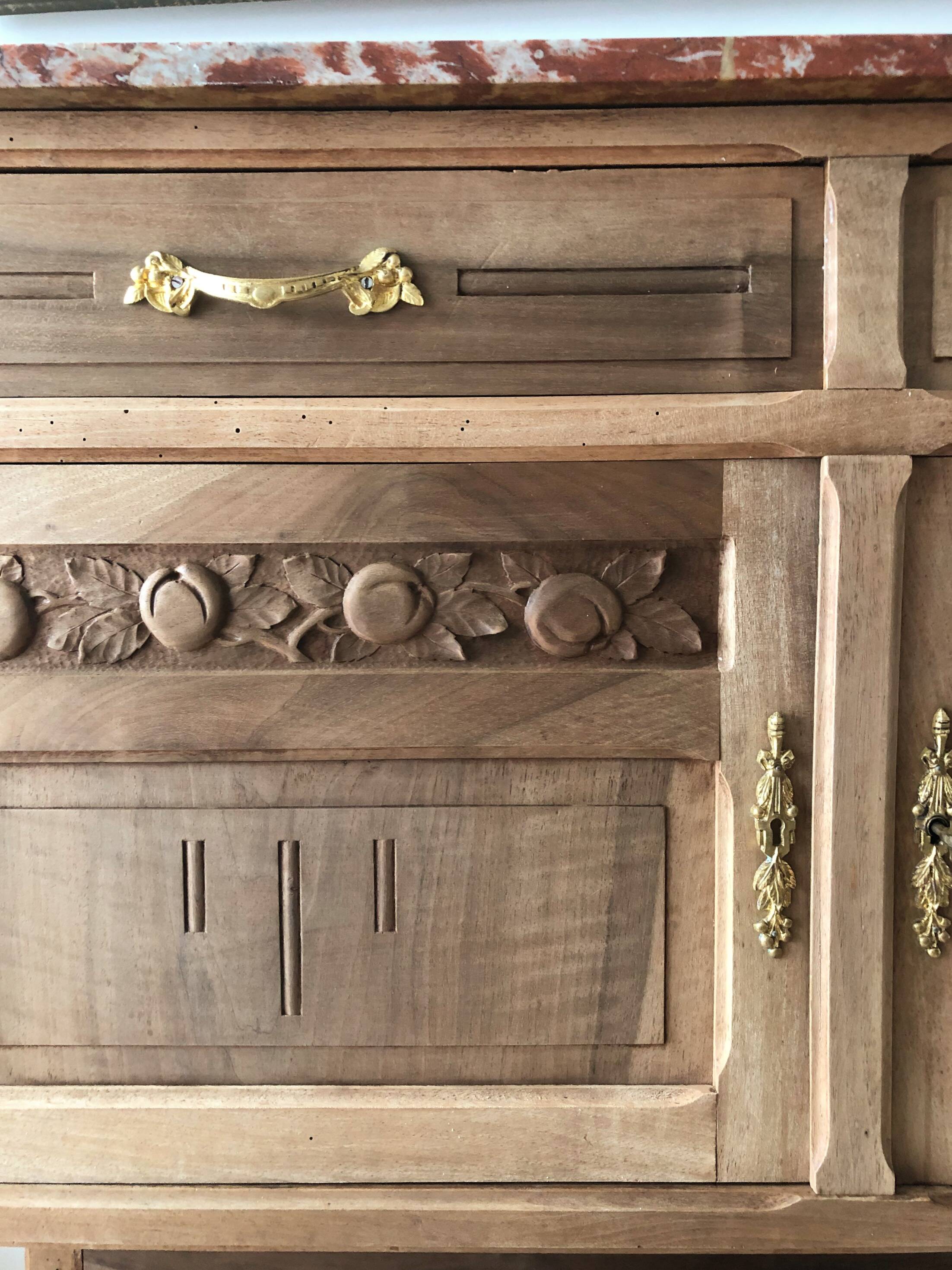 Vintage solid wood sideboard / serving trolley, Art Deco style