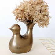 Candle holder or bird soliflore in brass, mid-century design from the 1960s.