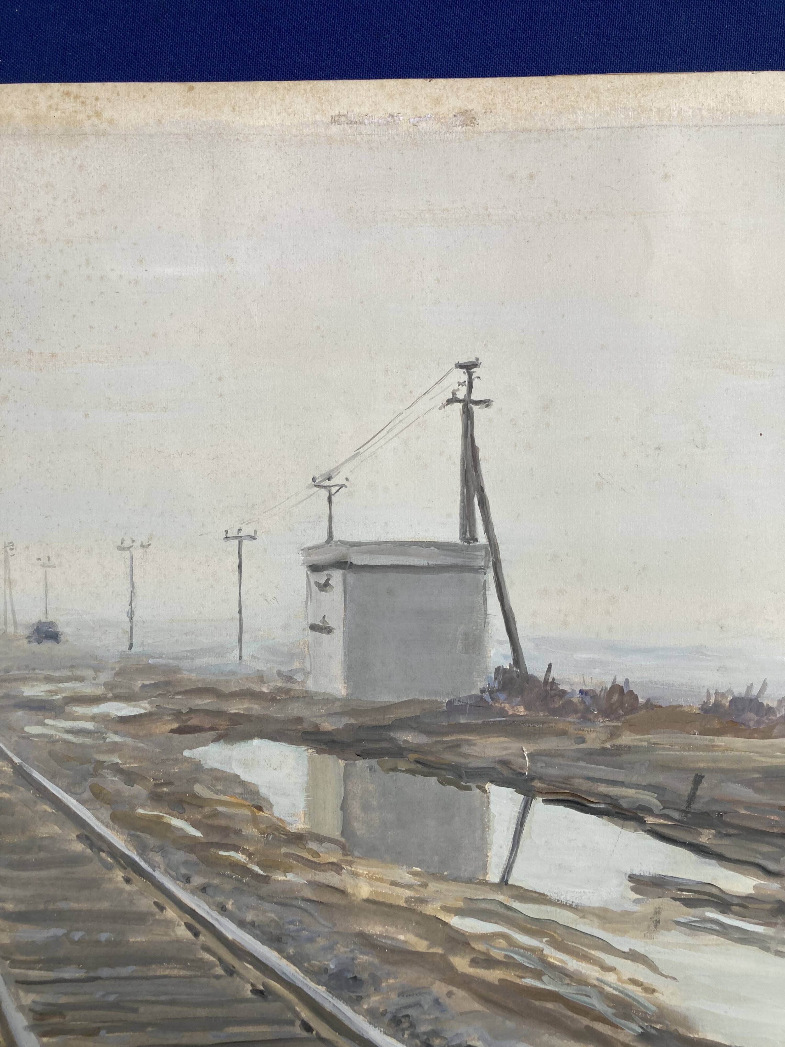 Georges lattès (1907-1989), gennevilliers station, watercolor and gouache