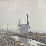 Georges lattès (1907-1989), gennevilliers station, watercolor and gouache