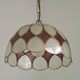 French Vintage Capiz Shell Hanging Pendant Light in Brown & White Gold Trim