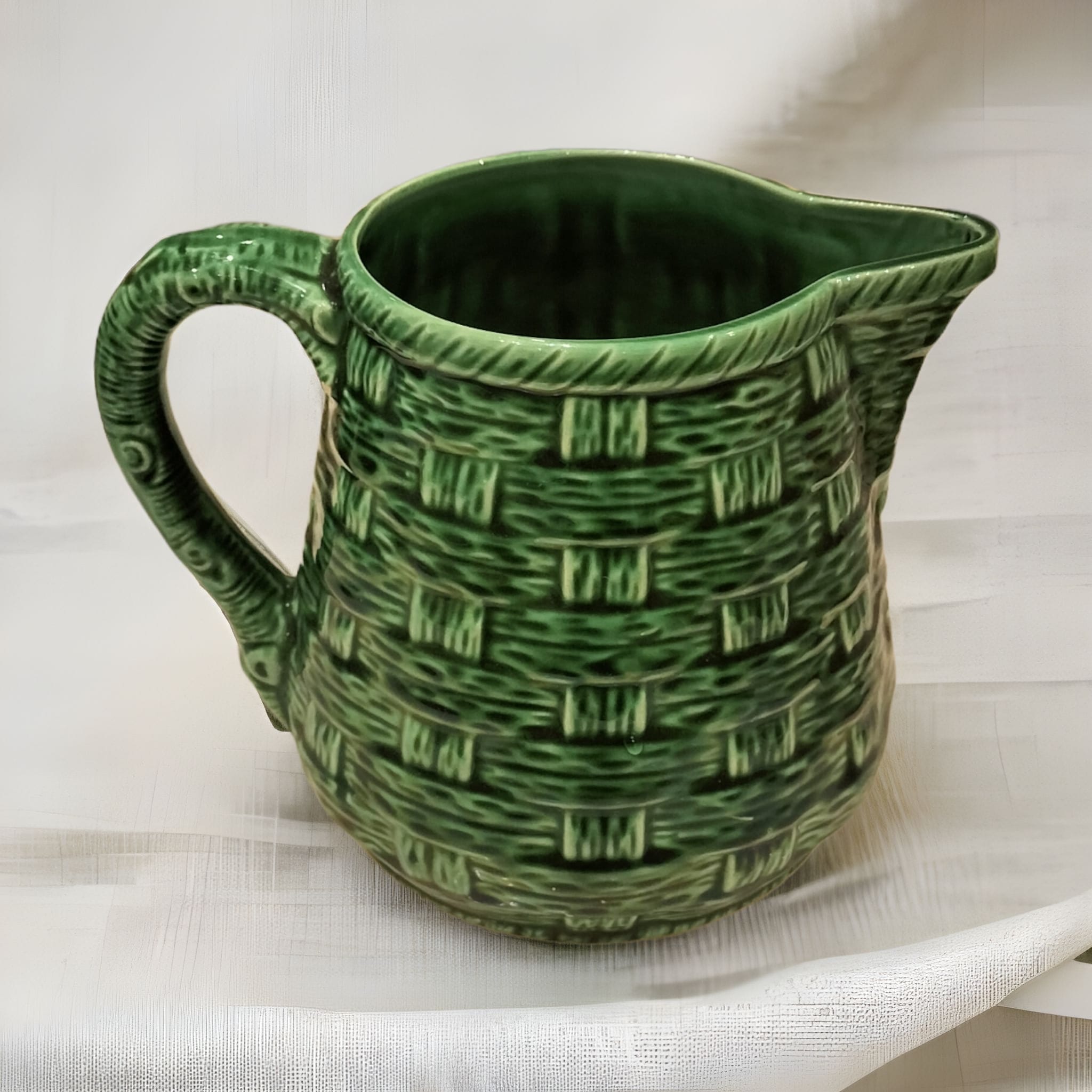 Slurry pitcher digoin sarrreguemines model 7308 green braiding