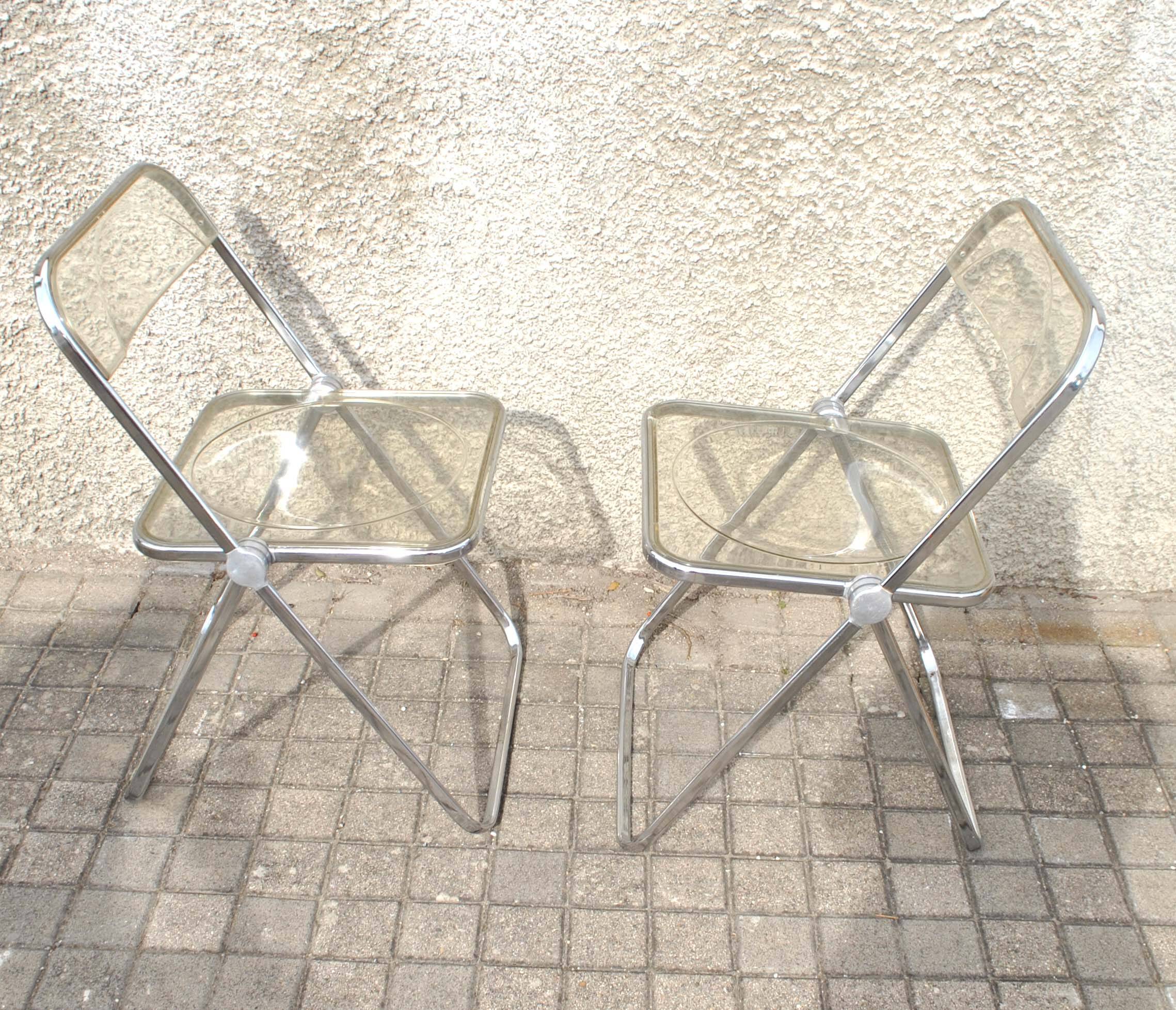 Set of 2 vintage DESIGN PLIA chairs by Giancarlo Piretti for Castelli Italy 1960s