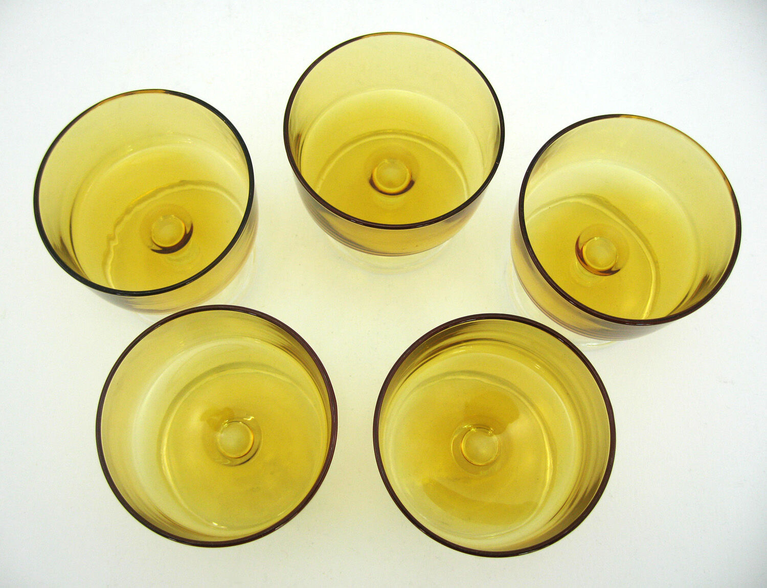 5 glasses of tempered glass champagne - amber yellow color - Cavalier Luminarc France - vintage year old
