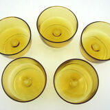5 glasses of tempered glass champagne - amber yellow color - Cavalier Luminarc France - vintage year old
