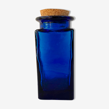 Bocal en verre bleu cobalt