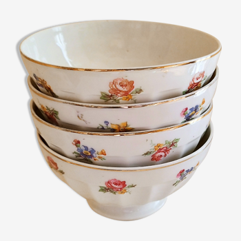 Set of 4 porcelain flower bowls