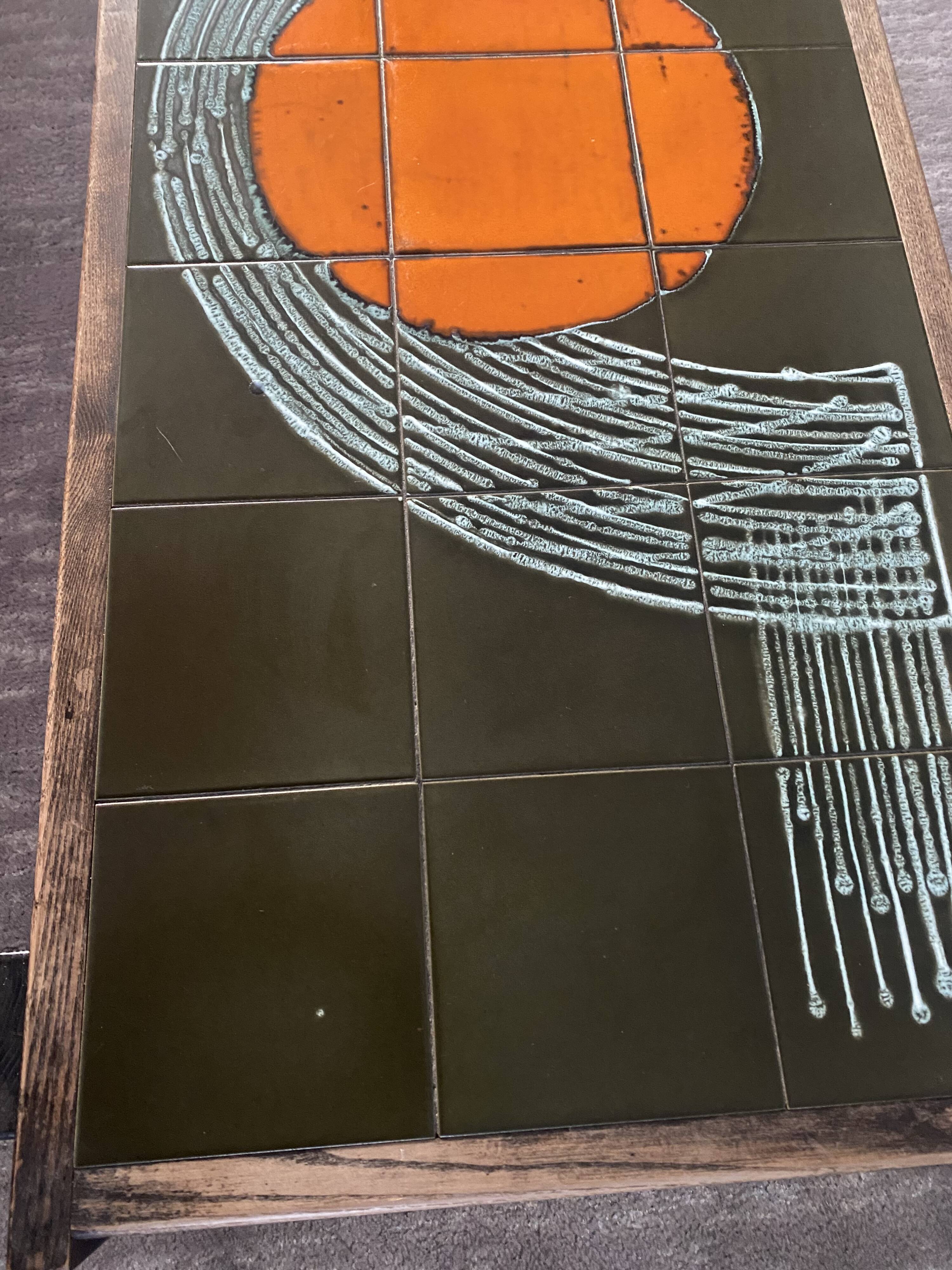 Table basse céramique bois style Vallauris