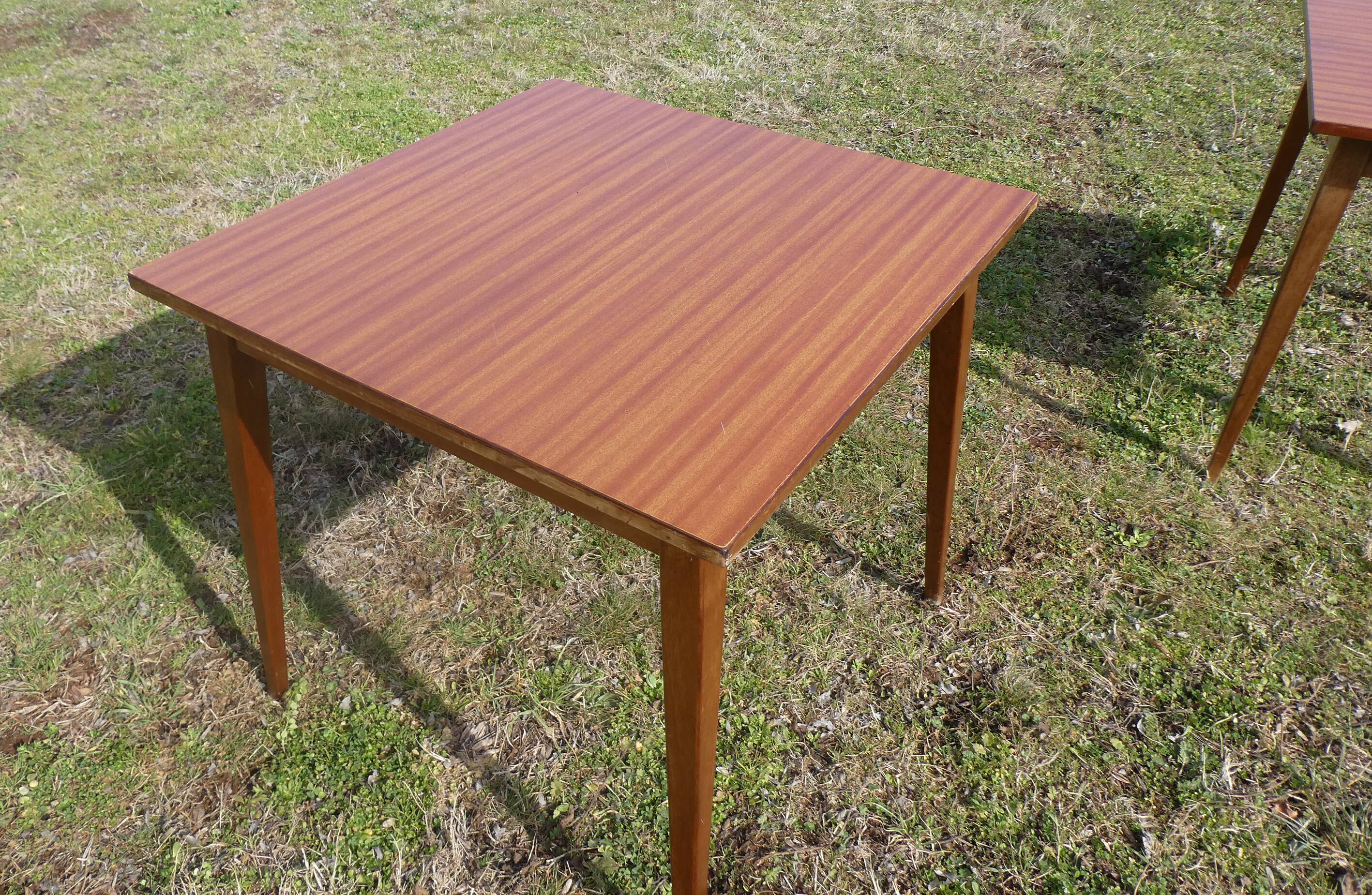 Pair of square wooden bistro tables 80 x 80 cm