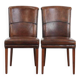 Comfortable set of 2 sheep leather dining chairs with character