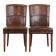 Comfortable set of 2 sheep leather dining chairs with character