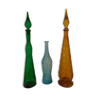 Set of 3 Italian decanters from Empoli