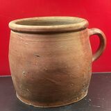 Very large stoneware grease pot Salting tub, folk art - H 20 cm