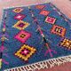 Berber rug 3x2M Thick wool deep blue & multicoloured Berber patterns