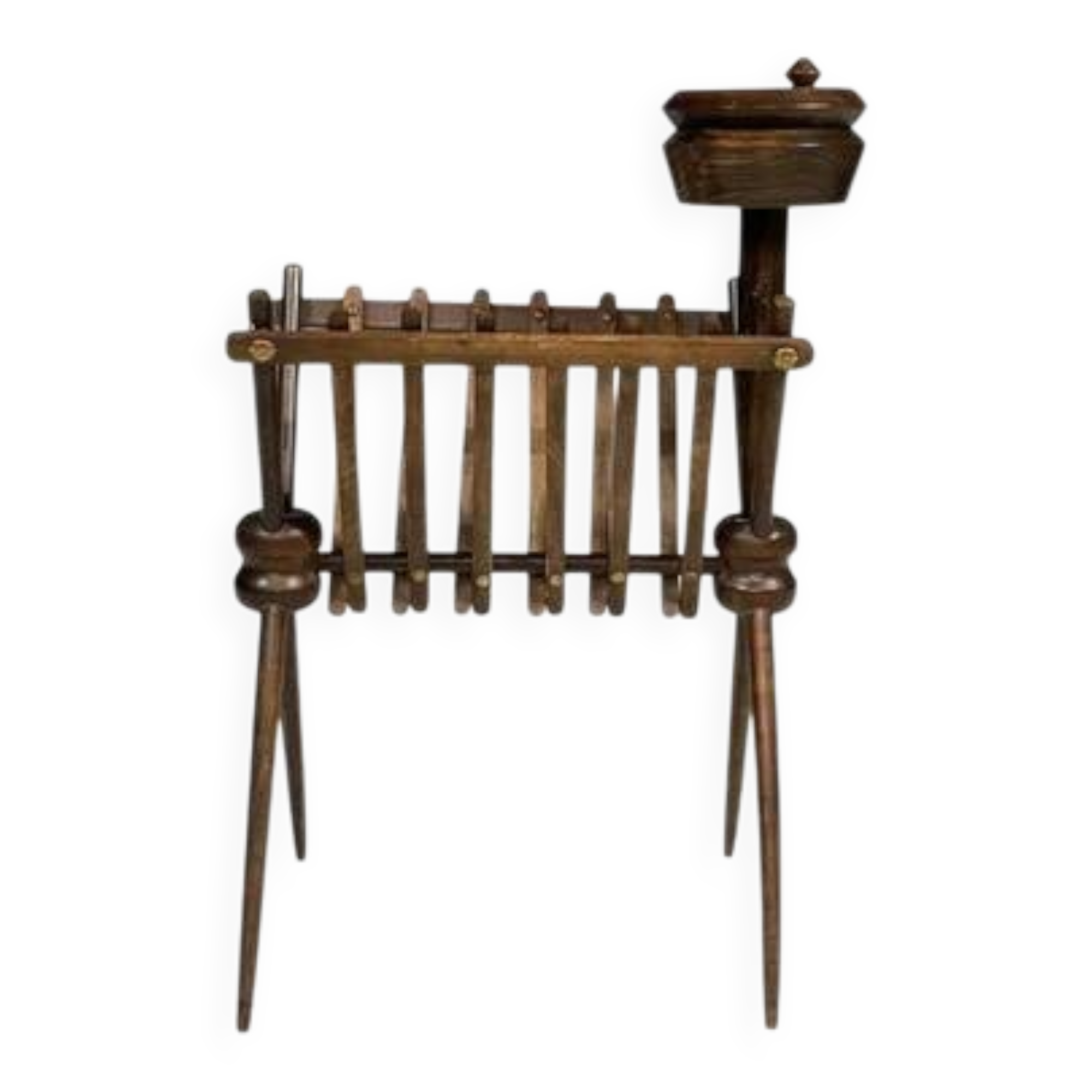 French vintage beech magazine rack, 1960s