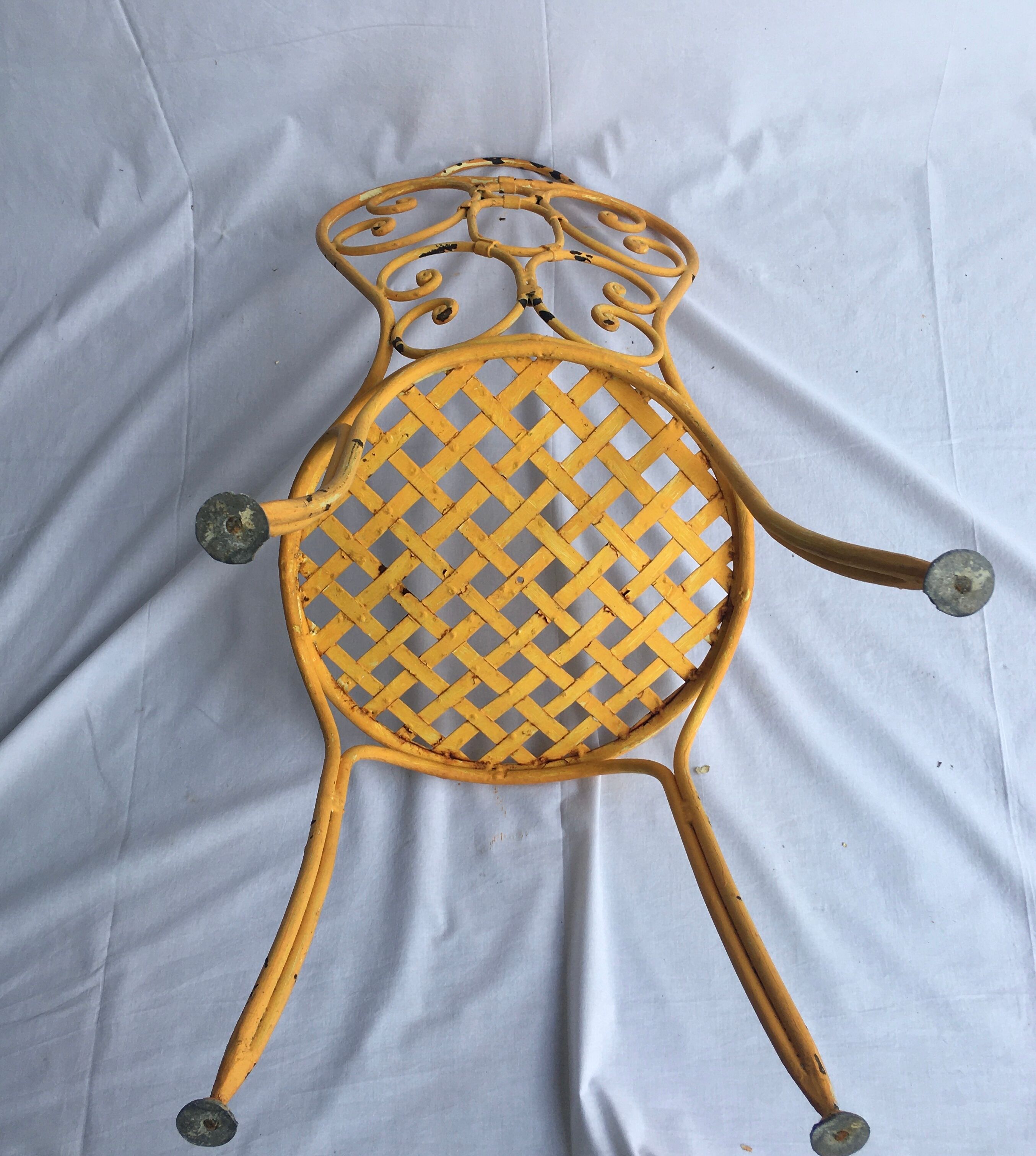 Chaise en fer  assise tressée fin 19e