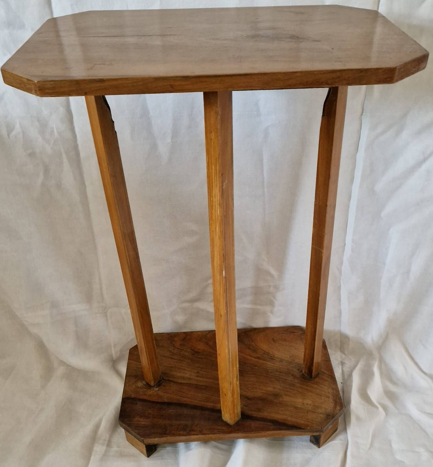 Vintage Art Deco wooden side table – 1930s/50s – unique piece