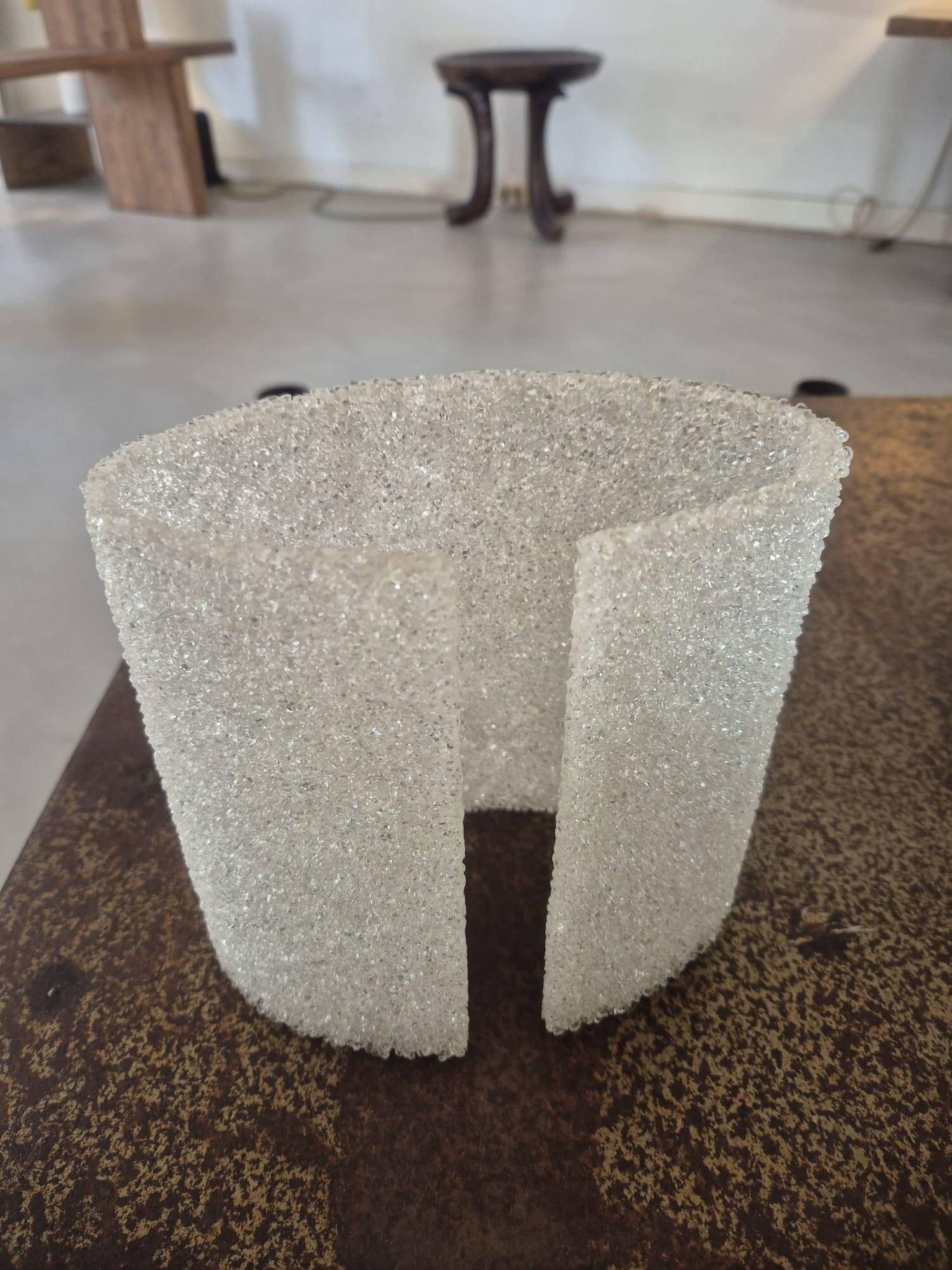 Suspension vintage 6 lumières, teck et perspex, 1960