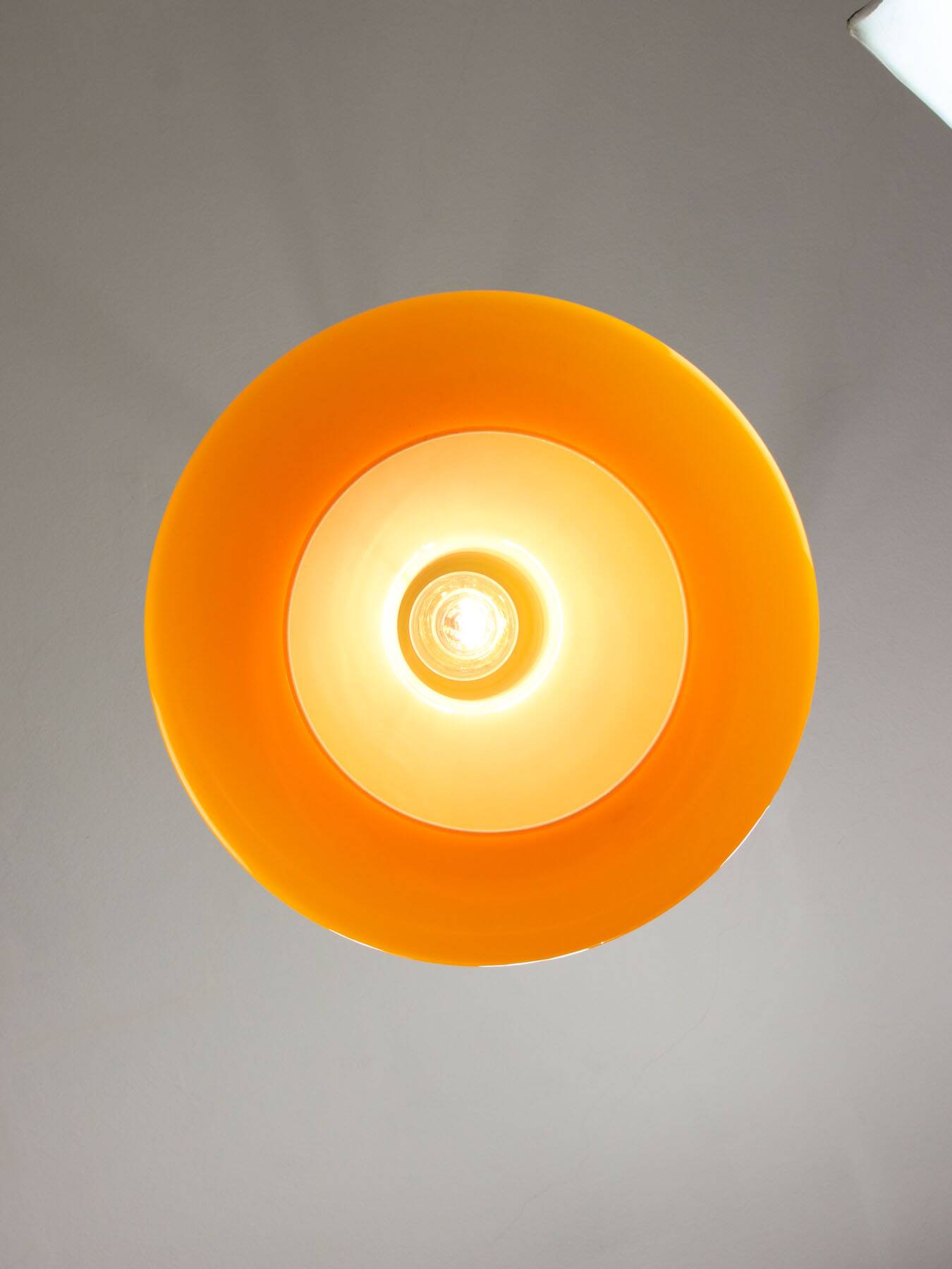 Mid-Century Italian Yellow Glass and Brass Pendant Lamp
