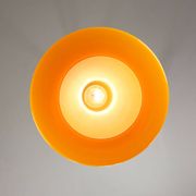 Mid-Century Italian Yellow Glass and Brass Pendant Lamp