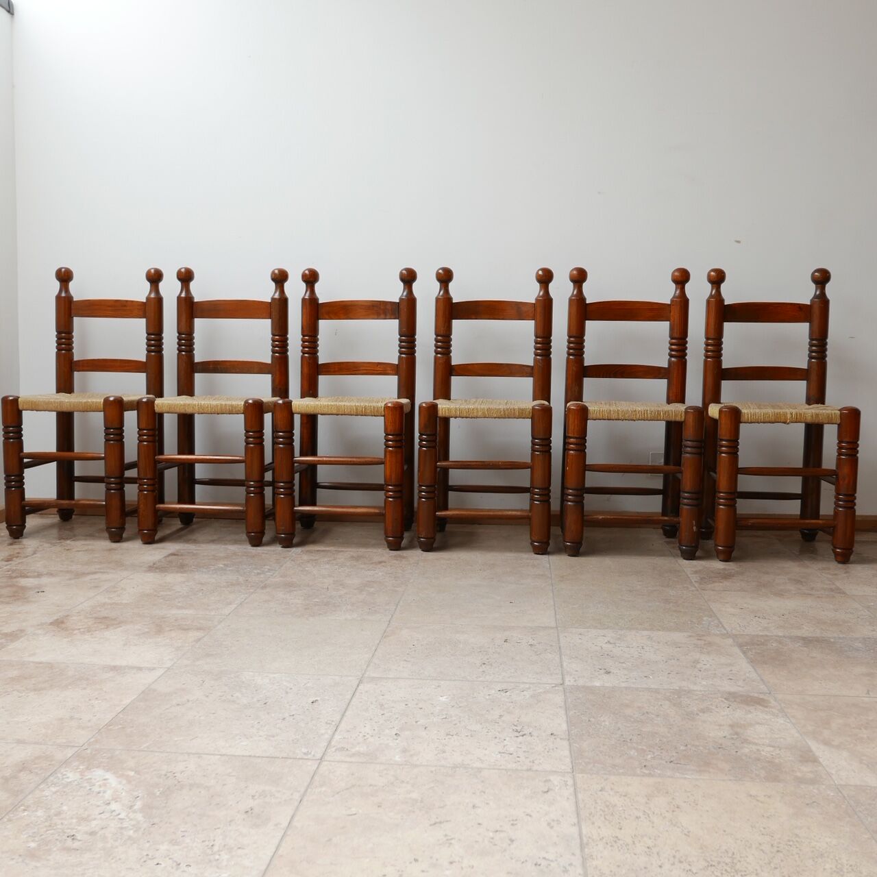 Set of six french mid-century dining chairs