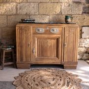 Art Deco buffet in carved walnut and black marble