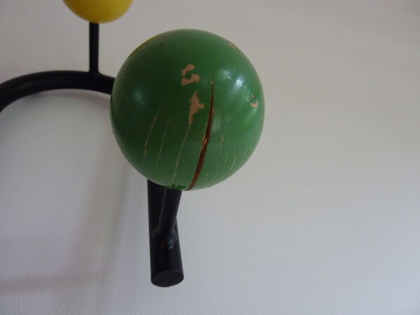 Locker room wall of the 1950s to 6 balls multicoloured wooden