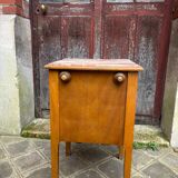Marble and wood bedside table