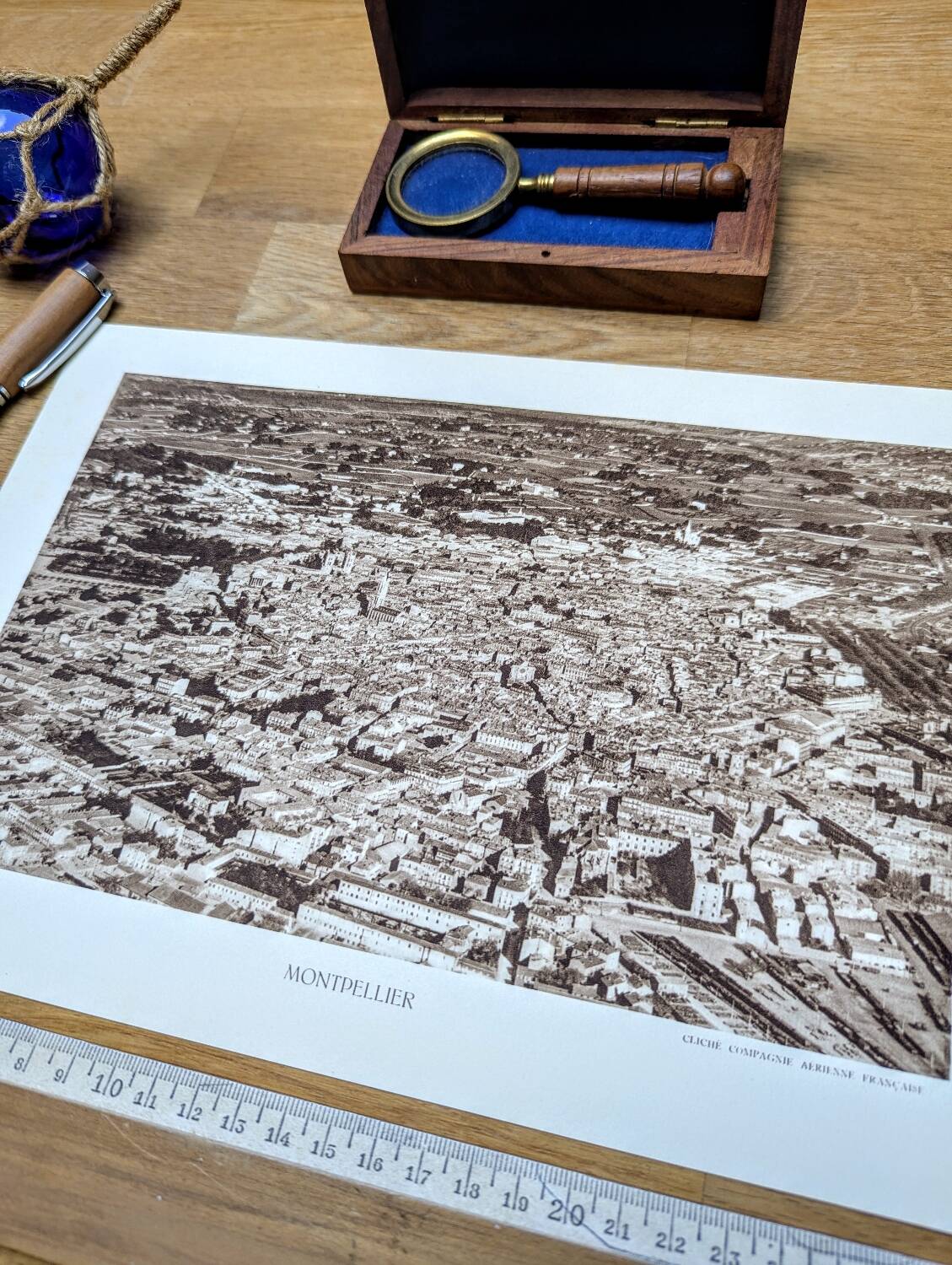 Montpellier, Vintage, photo plate printed in 1935.