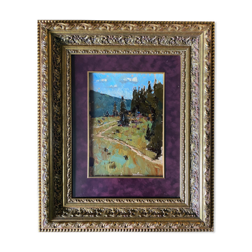 HSP table "the wooded meadow" Ukrainian school XX signed + frame