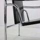 Le Corbusier Set of 2 Black Leather Armchairs Model- LC1 for Cassina, 1970s