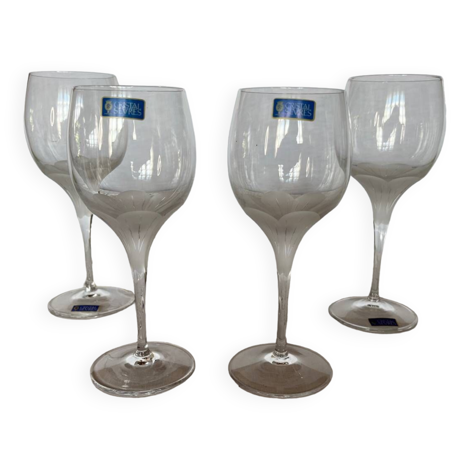 Set of 4 vintage Sèvres Primavera crystal stemware