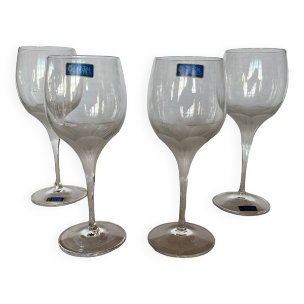Lot de 4 verres à pied en cristal de Sèvres  Primavera vintage