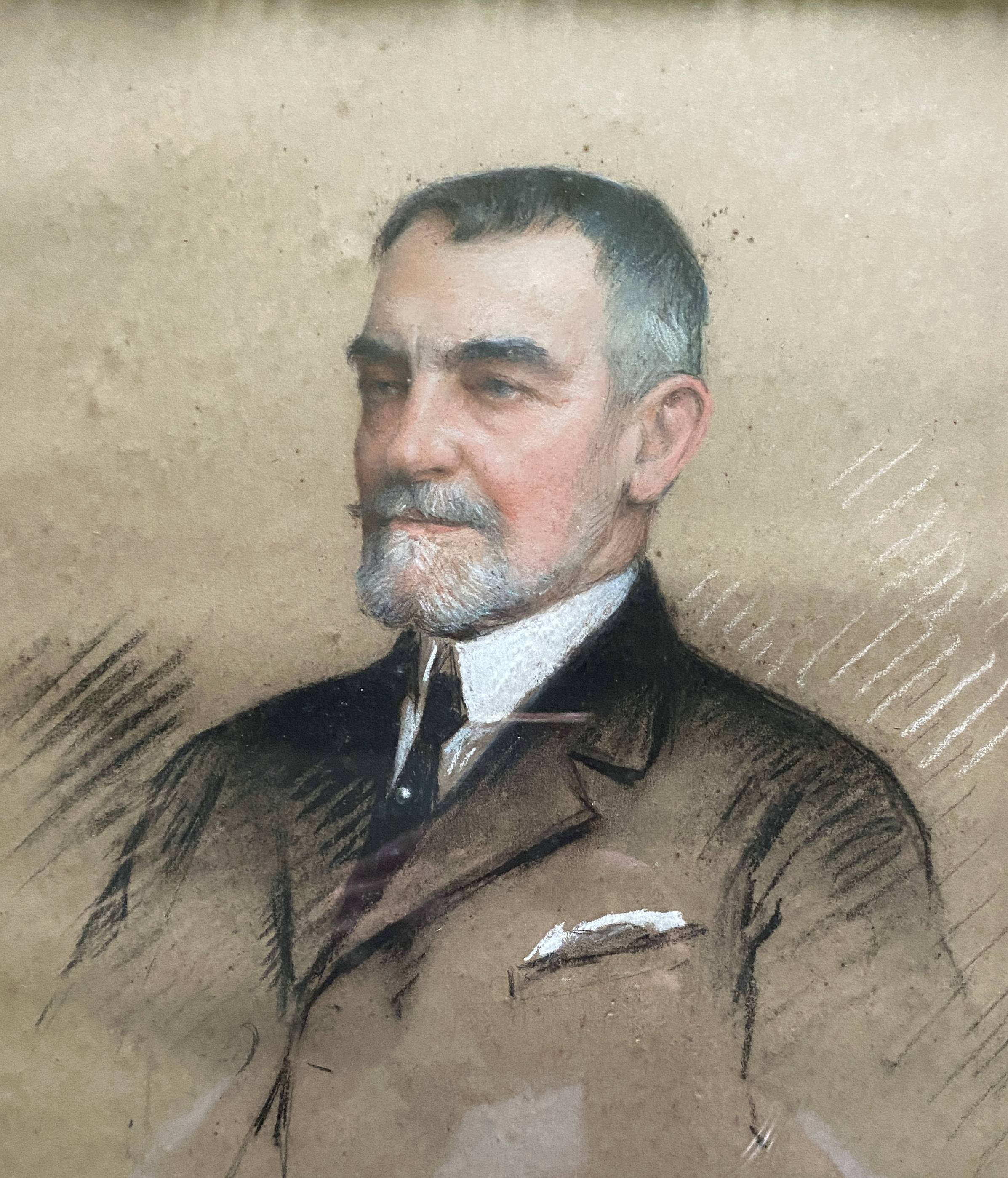 Pastel Painting "Portrait of a Man" Gaston Edouard Guédy (1874-1955) huge coast