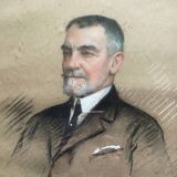 Pastel Painting "Portrait of a Man" Gaston Edouard Guédy (1874-1955) huge coast