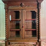 Library - Renaissance style display cabinet in solid oak