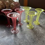 6 mouth-blown twisted glasses from 1925, Germany