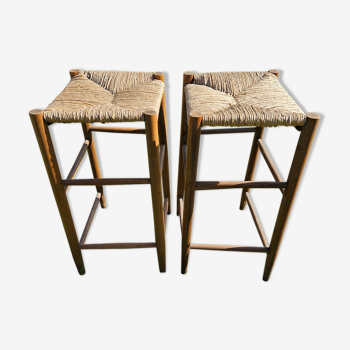 2 high stools sitting straw