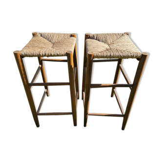 2 high stools sitting straw