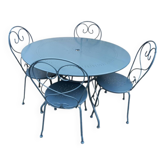 Blue wrought iron garden furniture