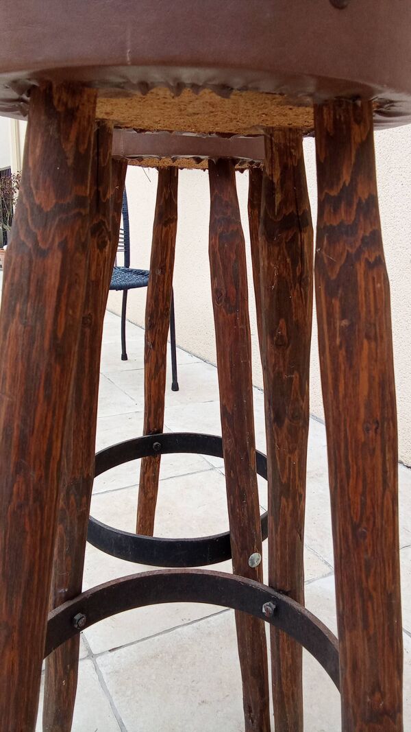 Paire de tabouret de bar haut vintage brutaliste